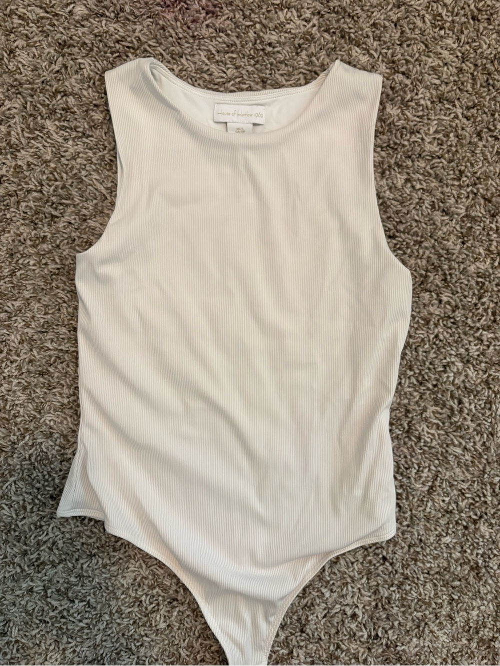 House of Harlow 1960 Ribbed Cream Tank Bodysuit